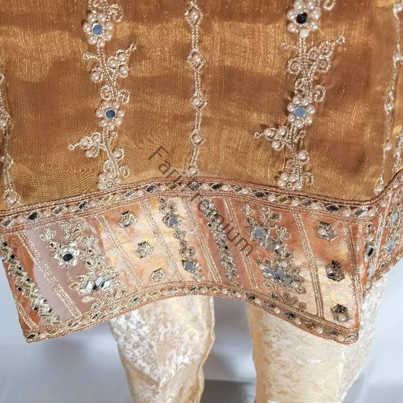 Banarsi Shaded Masuri Zardozi Embroidered Shalwar Kameez Pakistani/Indian L/45.5 - Picture 15 of 17